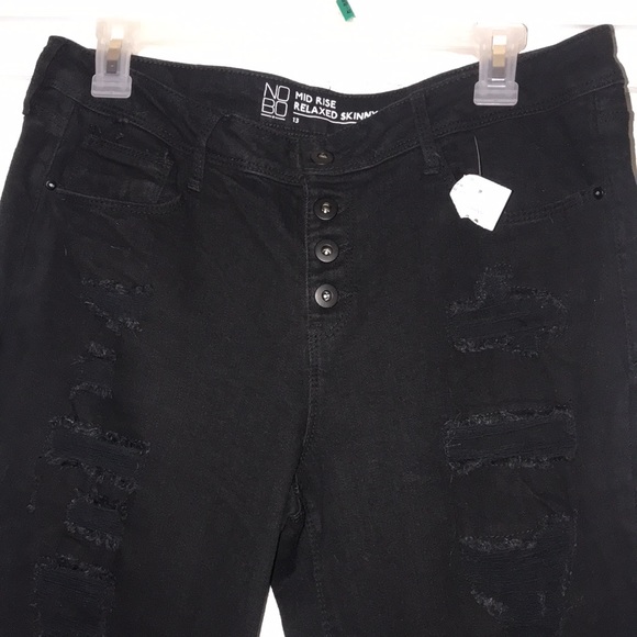 COPY - Nobo black jeans distressed button fly pockets mod rise relax skinny Sz … - Picture 5 of 9